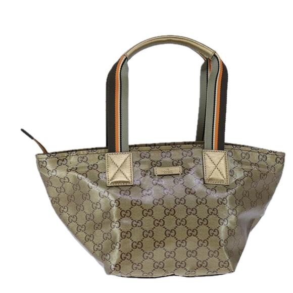 GUCCI GG Crystal Sherry Line Hand Bag Gray Gold Brown - Picture 2 of 16
